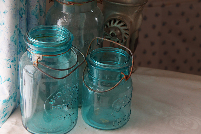 Dusty blue mason jars